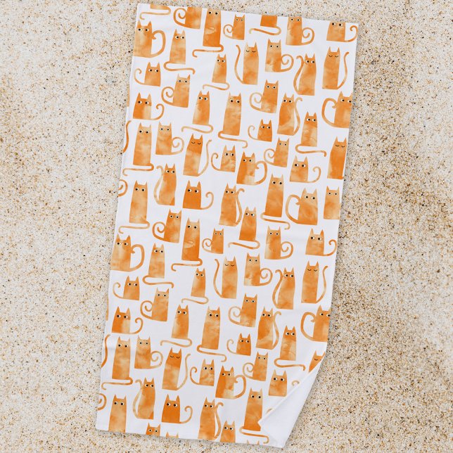 Orange Cat Pattern Beach Towel (Creator Uploaded)