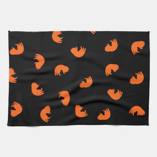 Orange Cat Pattern Kitchen Towel (Horizontal)