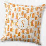 Orange Cat Pattern Monogram Throw Pillow<br><div class="desc">Cute little watercolor orange ginger cat pattern. Original art by Nic Squirrell. Change the monogram initial to personalize.</div>