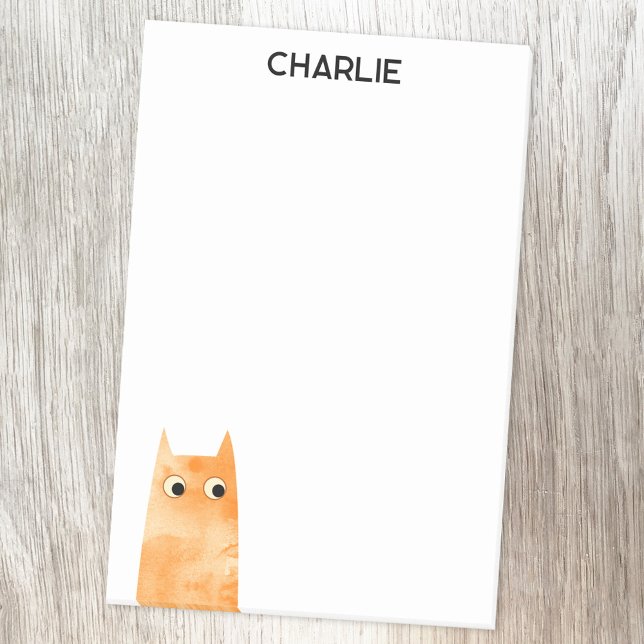 Orange Cat Personalized Post-it Notes (Fun personalized custom name orange ginger cat watercolor post it sticky note)