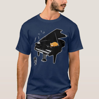 Orange Cat Playing Piano Music Lover Funny T  T-Shirt