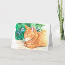 "Orange Cat Relaxing." Greeting Card