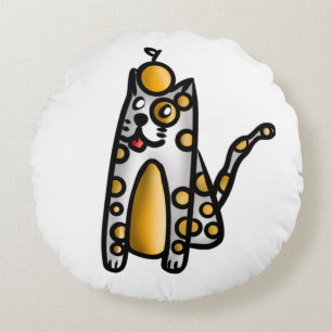 Orange Cat Round Pillow