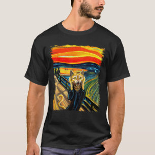 Orange Cat Scream Art Painting Cat Lover Cat Mom C T-Shirt