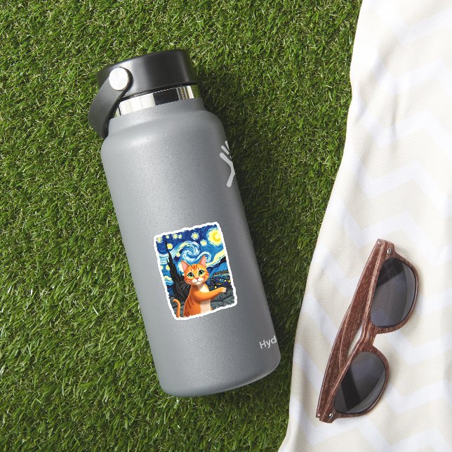 Orange Cat Selfie  Starry Night Cat Mom Cat Lovers (HydroFlask Insitu)