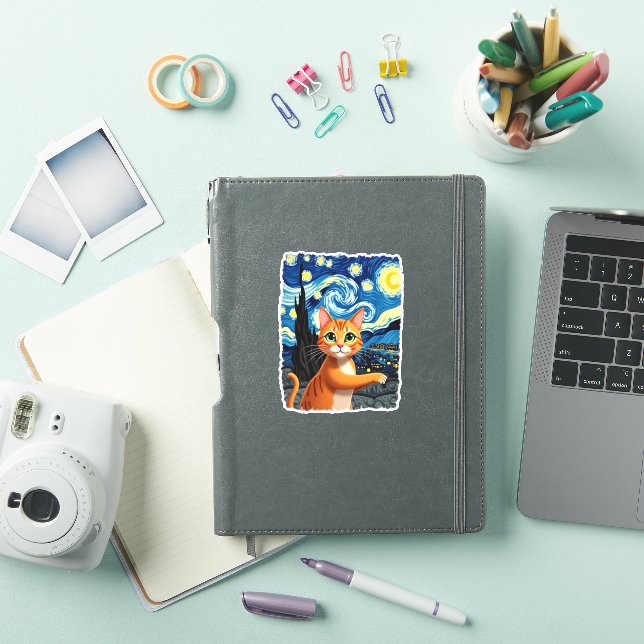 Orange Cat Selfie  Starry Night Cat Mom Cat Lovers (iPad Cover)