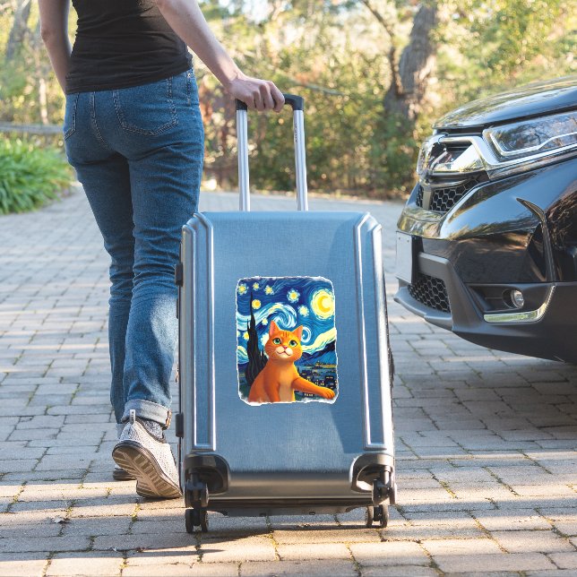 Orange Cat Selfie  Starry Night Cat Mom Cat Lovers (Suitcase Insitu)