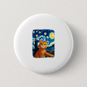 Orange Cat Selfie  Starry Night Cat Mom Cat Lovers 2 Inch Round Button