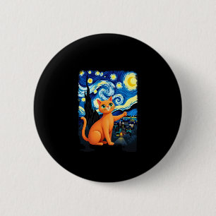 Orange Cat Selfie  Starry Night Cat Mom Cat Lovers 2 Inch Round Button