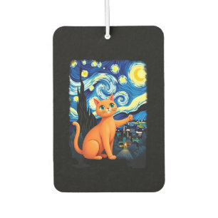 Orange Cat Selfie  Starry Night Cat Mom Cat Lovers Air Freshener