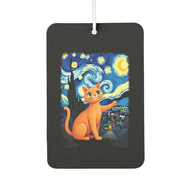 Orange Cat Selfie  Starry Night Cat Mom Cat Lovers Air Freshener (Front)