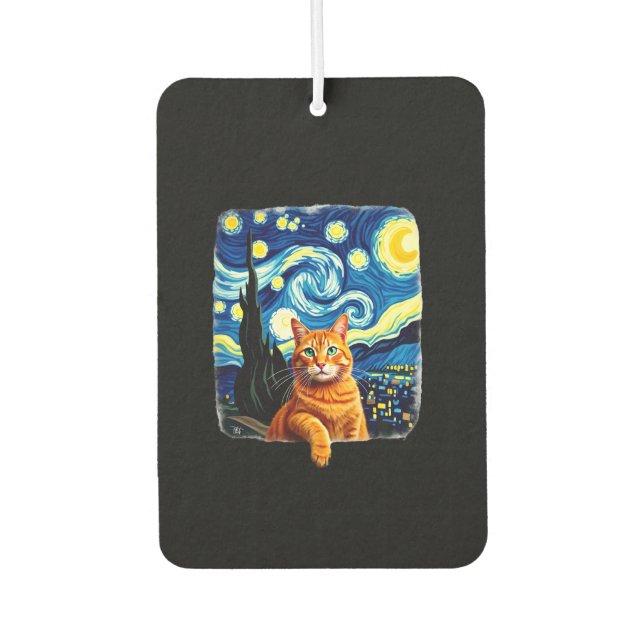 Orange Cat Selfie  Starry Night Cat Mom Cat Lovers Air Freshener (Front)