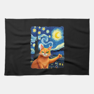 Orange Cat Selfie Starry Night Cat Mom Cat Lovers Kitchen Towel