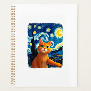 Orange Cat Selfie Starry Night Cat Mom Cat Lovers Planner