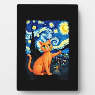 Orange Cat Selfie  Starry Night Cat Mom Cat Lovers Plaque