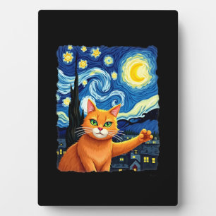 Orange Cat Selfie  Starry Night Cat Mom Cat Lovers Plaque