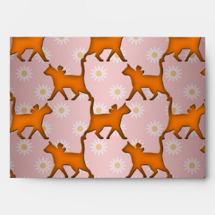 Orange Cat Silhouette Pattern Envelope