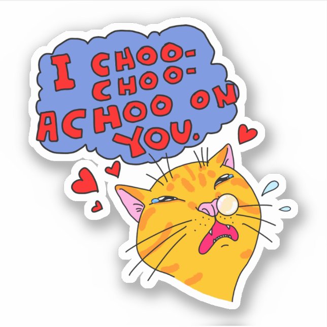 Orange Cat Sneezing With Love Text (Front)