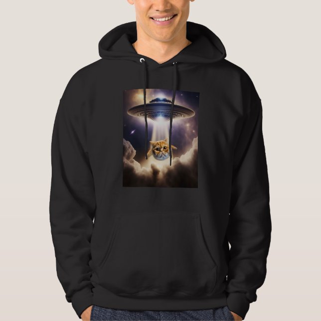Orange Cat UFO Space Alien  Cute Kitten Beam Up Hoodie (Front)