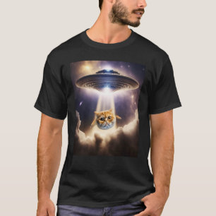 Orange Cat UFO Space Alien  Cute Kitten Beam Up T-Shirt