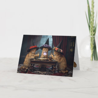 Orange Cat Witch Halloween Card