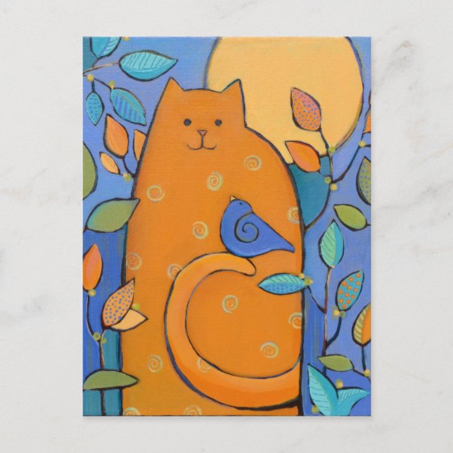 Orange Cat with Bird by Sue Davis Postcard (Front)