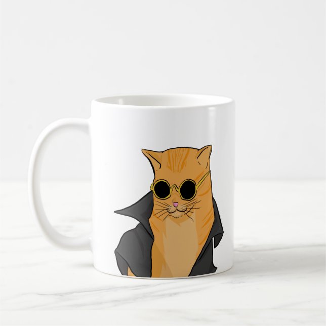 Orange Cat with Sunglasses Mug (Left)