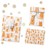 Orange Cat Wrapping Paper Sheet<br><div class="desc">Cute little watercolor orange ginger cats. Original art by Nic Squirrell. Pack includes three different scales of this fun cat print.</div>