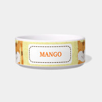 Orange Cats Customized Pet Cat Food Bowl - Yellow