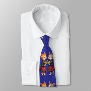Orange Cats Dancing Scottish Ceilidh Tie