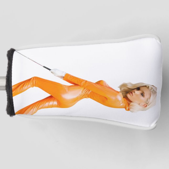 Orange Catsuit Golf Girl Golf Head Cover (Front)