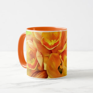 Orange Cattleya Orchid Fleurs Floral Art Mug Cup