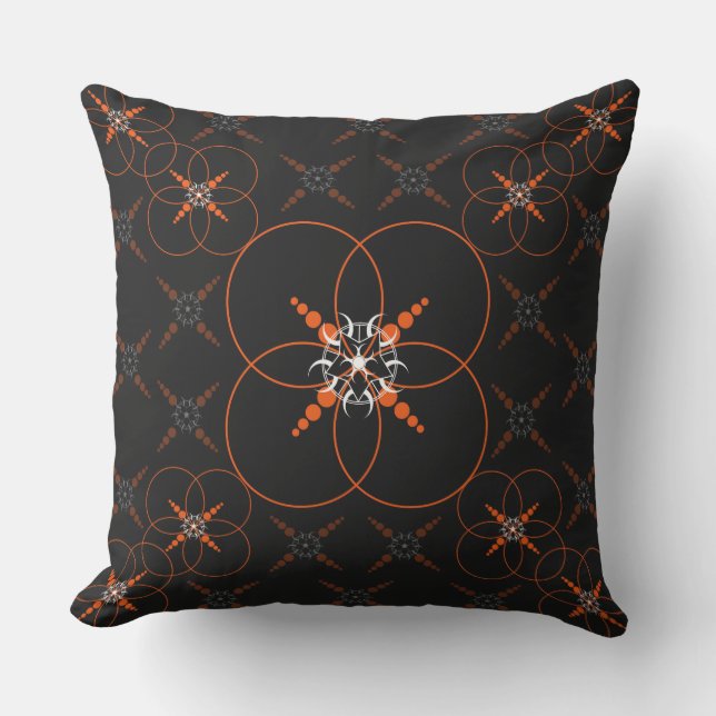 Orange Celtic Crop Circle Throw Pillow (Front)