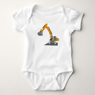 orange chain excavator baby bodysuit
