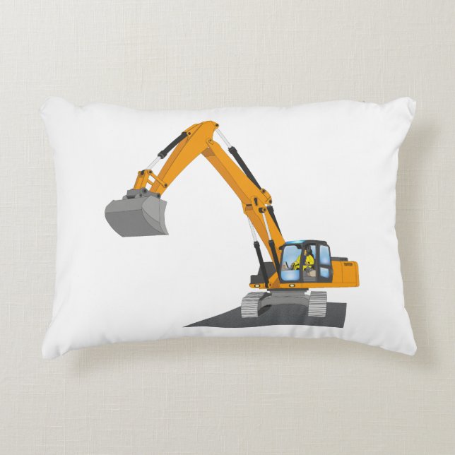 orange chain excavator decorative pillow (Front)