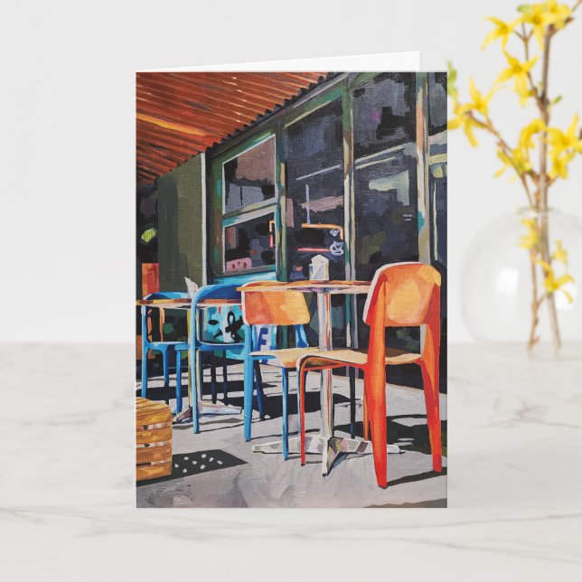 Orange Chair Everyday Folded Greeting Card (Yellow Flower)