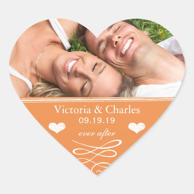 Orange Chalkboard Wedding Save the Date Seal (Front)