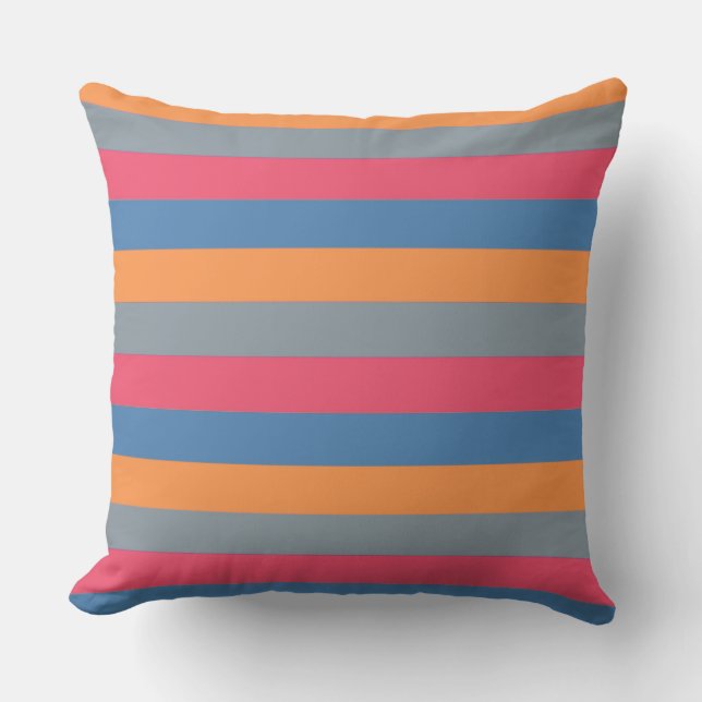 Orange Charm Grey Modern Stripes Throw Pillow (Front)