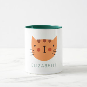 Orange Chat Cute Nom Personnalisé Mug