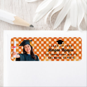 Orange Check Custom Photo Graduate Return Address
