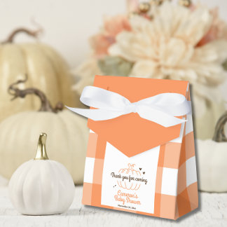 Orange Check Pumpkin Rustic Fall Baby Shower Favor Box