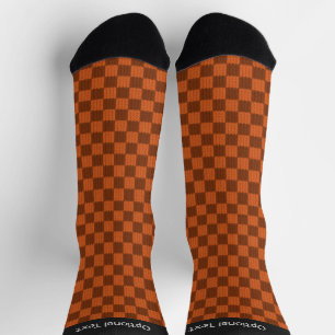 Orange Checked Hand Knitted Look - own name / text Socks