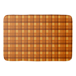 Orange Checked Tartan Print, Bath Mat