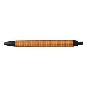 Orange Checked Tartan Print, Black Ink Pen
