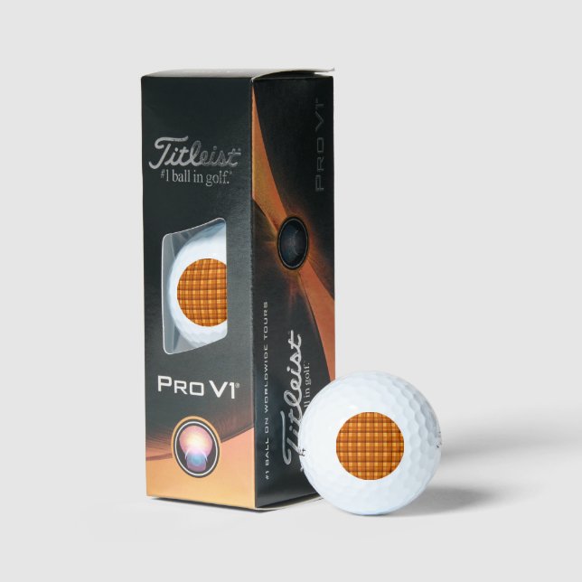 Orange Checked Tartan Print, Golf Balls (Packaging)