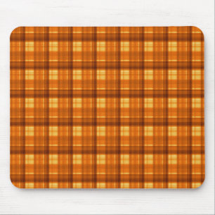 Orange Checked Tartan Print, Mouse Pad