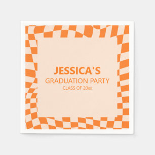 Orange Checker Graduation Party Custom 2026 Napkin