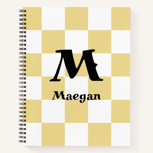 Orange Checkered Pattern Background Notebook (Front)