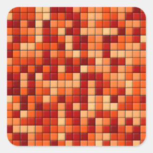 Orange Checks Square Sticker