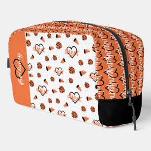 Orange Cheer Hearts, Pom Poms, Megaphone Pattern Dopp Kit